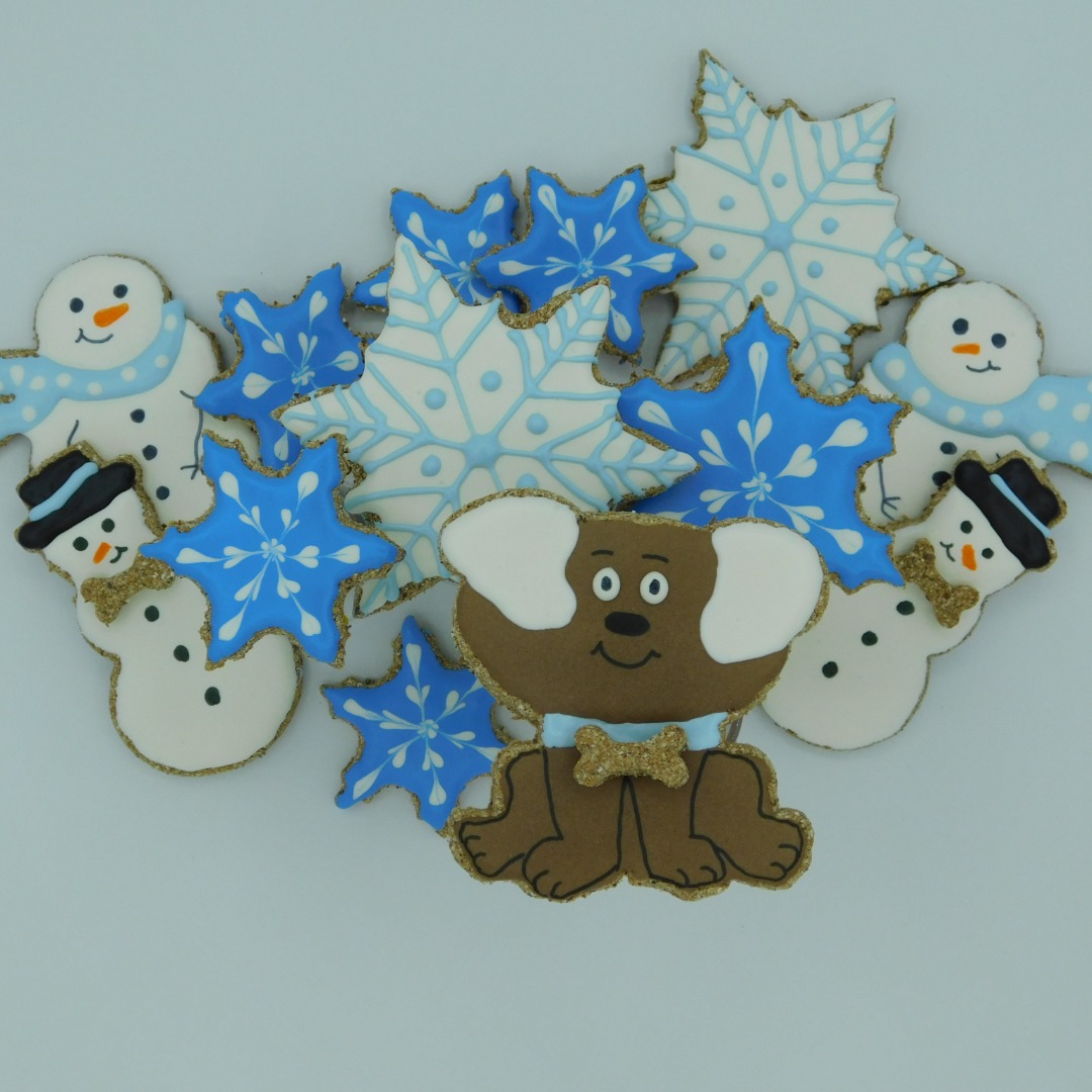 snow themed dog treats